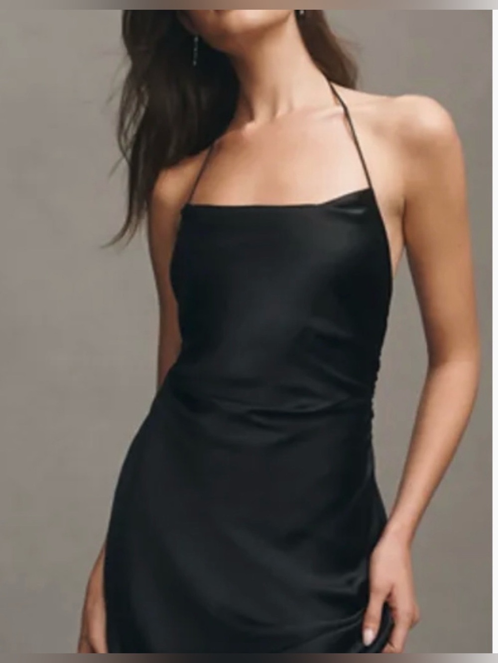 BHLDN Black Satin Dress with Thin Straps - Picture 3 of 5